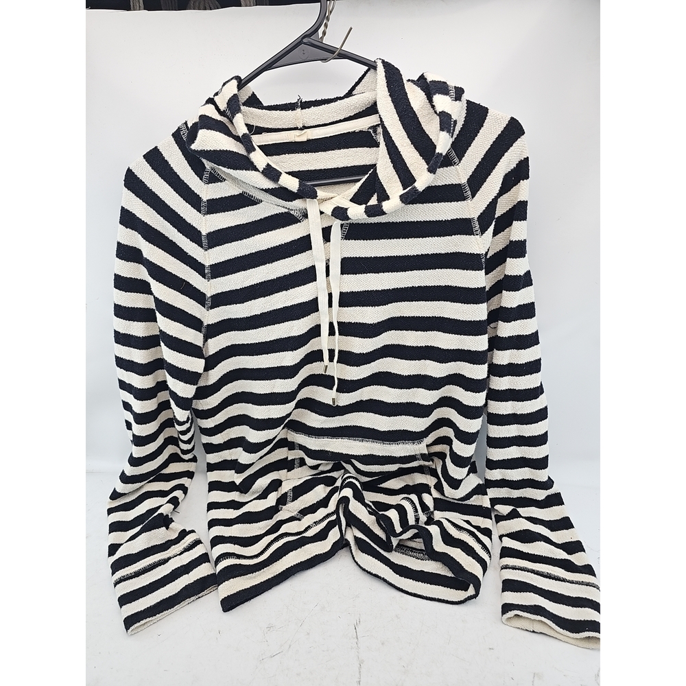 J.Crew Black and White Striped Textured Hoodie